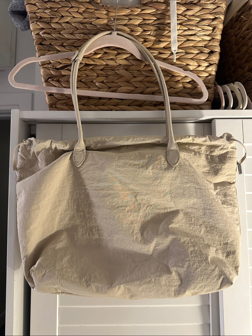 Neutral Beige Lightweight Tote with Top Handles